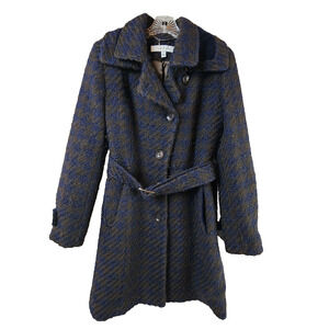 Laundry by Shelli Segal Wool Pea Coat Belted Women Size 8 Blue-Black